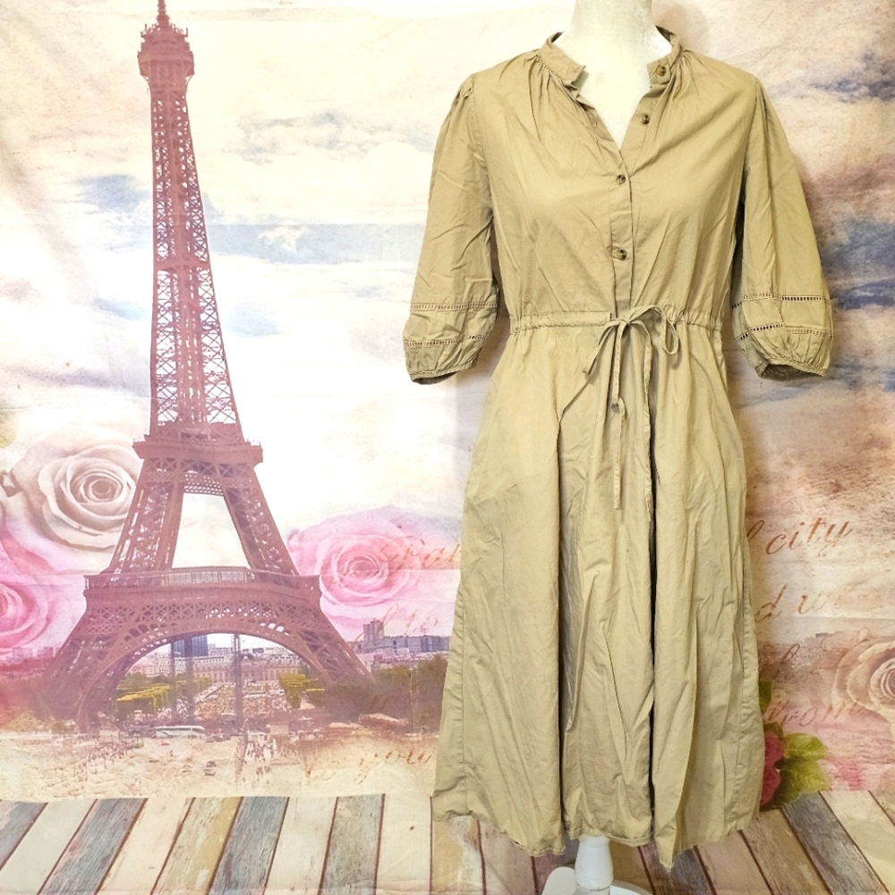 Who What Wear Tan Buttoned Tie Front Sundress Sz S